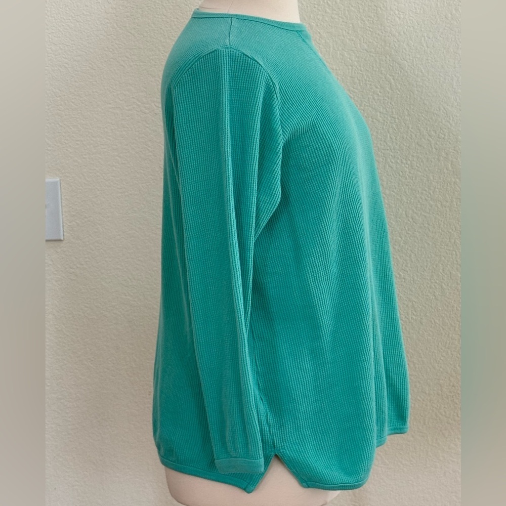 Woman Within Sea Green Thermal Weave Long Sleeve Top - Picture 4 of 8